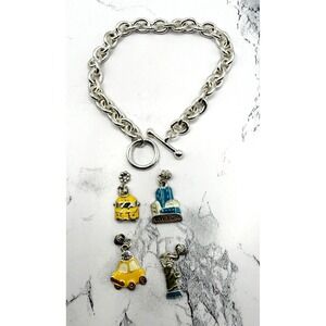 NYC Charm Bracelet Taxi Statue‎ Liberty Empire State Building Toggle 8" DIY